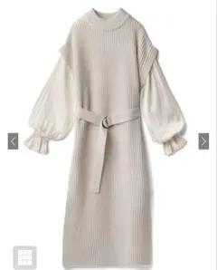 袖ブラウスドッキングニットワンピース［mb1124］