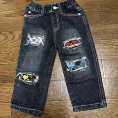キッズ デニムパンツ パッチワーク風 80cmのサムネイル