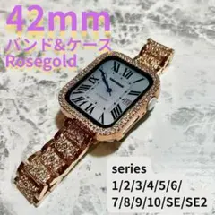 アップルウォッチ　バンド　ケース　ローズ applewatch　42mm