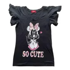 Disney ミニーマウス Tシャツ フリル フレンチスリーブ M 女性 子ども