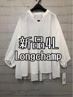 新品☆4L♪白系♪ロンシャン♪薄手コットン♪フェミニンブラウス♪☆t924のサムネイル