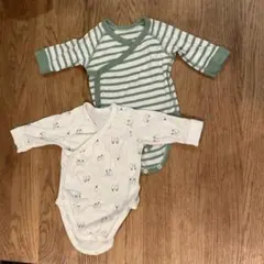 ベビー肌着60cm 2点セット ストライプ ペンギン