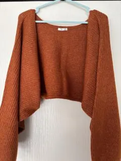 オレンジニットクロップドカーディガン