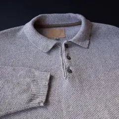 80's ビンテージ USA製　コットンニット セーター　長袖 ポロシャツ