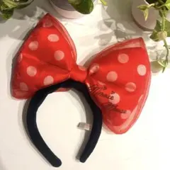 即日配送　ミニーちゃんリボンカチューシャ　赤　ディズニーランド　ミニーマウス