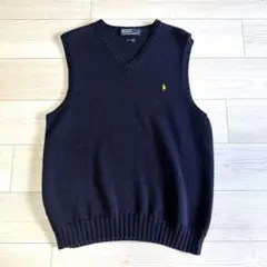 い*い様 定番　ラルフローレン　コットンニット　ベスト　ネイビー　L相当