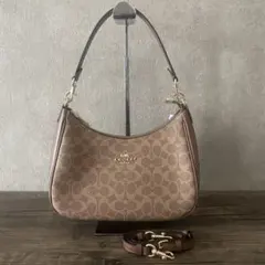 COACH コーチ テリ ホーボー バッグ・シグネチャー キャンバス 茶 @