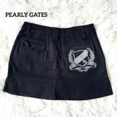 パーリーゲイツ コーデュロイスカート ミニ 黒2 M ゴルフウェア PG刺繍 綿のサムネイル