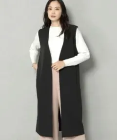 Elura エルーラ ロングジレ ベスト スリット 両サイドポケット ブラックのサムネイル