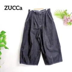 ズッカ デニム ワイド パンツ 黒 白ステッチ ゆるだぼ　日本製 S 春夏のサムネイル