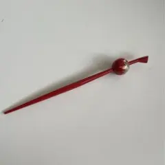 漆塗り　かんざし　朱色