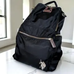 未使用級 U.S.POLO ASSN. 軽量ナイロンリュック A4収納 黒 通勤のサムネイル