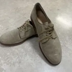 ベージュ スエード レースアップシューズ