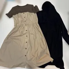 マタニティ ワンピース M ベージュ/ブラウン