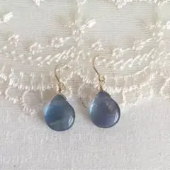 ブルーグリーンフロライトの一粒ピアス☆142