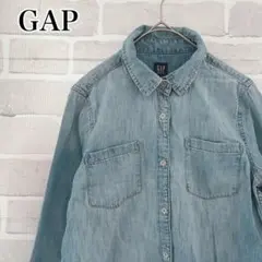 GAP ライトブルー　デニムシャツ　カジュアル　ギャップ　XL 長袖　ボタン
