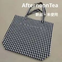 アフタヌーンティー　ギンガムチェック トートバッグＬ　ブラックのサムネイル
