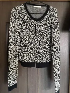【moussy】モノトーン抽象柄 長袖カーディガン FREEサイズ