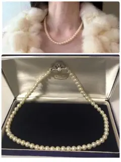 アンティーク あこや真珠ネックレス 三越 ⚪️6.5㎜ silver