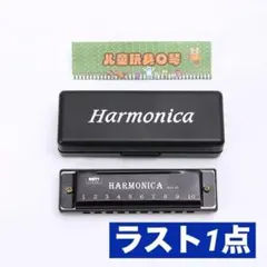 【初心者・お子様向け】10ホール ハーモニカ 黒 C調専用ケース・かんたん楽譜のサムネイル