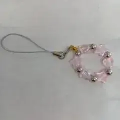 星型ビーズ ピンク スマホストラップ