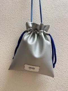 GRAIN シルバー ショルダーバッグ 巾着バッグ