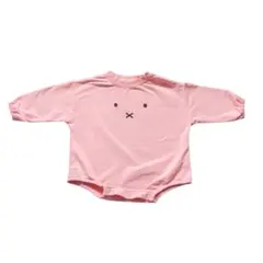 ウサギデザイン ピンクロンパース