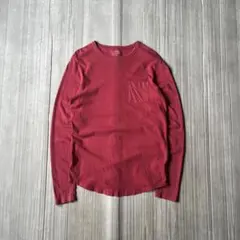 OLD NAVY クルーネック カットソー ロンT フェード 無地 S レッド