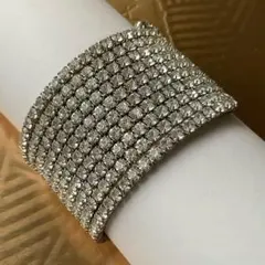 ラインストーン バングル　ブレスレット 社交ベリーダンス　シルバー