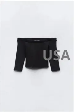 2140 ZARA cute black top 黒トップス