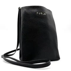極美品 フルラ 2way ショルダーバッグ レザー ロゴ ミニ レディース 黒