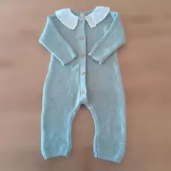 プティマイン ニット ロンパース くすみグリーン 70サイズ