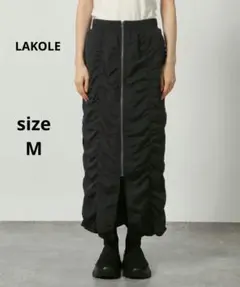 LAKOLE　ラコレ　フロントzipギャザースカート　ブラック　Мのサムネイル