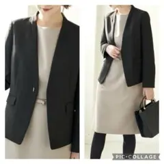 新品未使用 7,689円 ロペピクニック ノーカラー ストレッチ ジャケット L