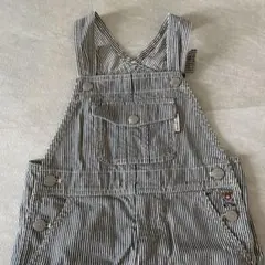 ミキハウス　ストライプ オーバーオール クマ刺繍