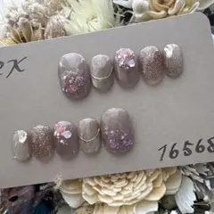 50.ネイルチップ　ベリーショート　マグネットネイル　ニュアンスネイル　ラメのサムネイル