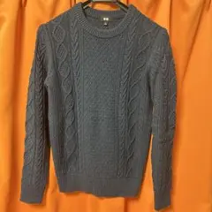 ユニクロ　UNIQLO セーター　ケーブル編み　ネイビー　S