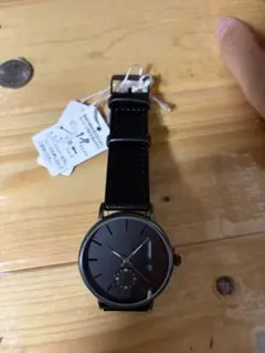 ブラックレザーアナログ時計