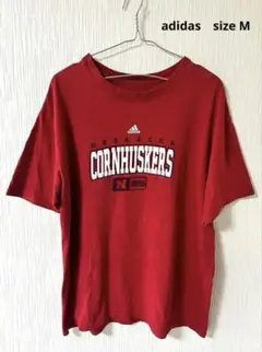 adidas アディダス 古着 Tシャツ トップス　レッド　サイズ.M　スポーツ