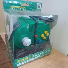 N64ホリパットミニ64/グリーン　コントローラー　緑　美品　箱ありのサムネイル