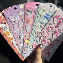 サンリオ ジュエルマシュマロステッカー シナモン キティ クロミ マイメロ