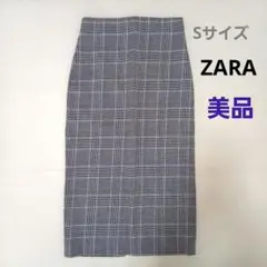 zara チェック柄タイトロングスカート　タイトスカート