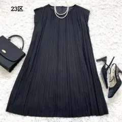 美品☆ 23区 プリーツワンピース　ブラック　ノースリーブ　ゆったり　38