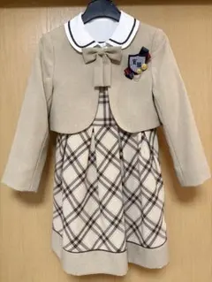 イーストボーイ入学式スーツセット120 ベージュ チェック柄 ドレス ボレロ
