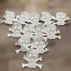 12枚　スカル 骨 モチーフ リネン混コットン　ナチュラル