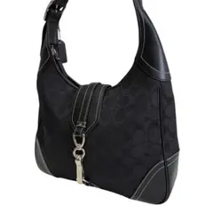 【美品】COACH コーチ シグネチャー ショルダーバッグ ブラック ソーホー