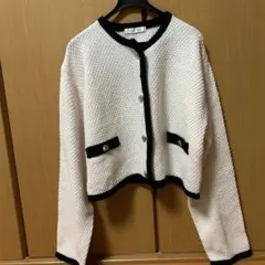 美品　Rose Farm カーディガン ホワイトブラックＬサイズ