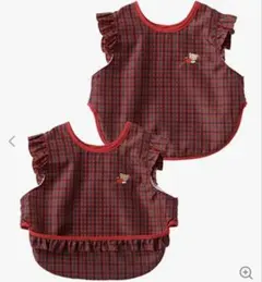 【新品】familiarお食事エプロン 赤チェック柄