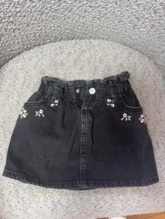 刺繍付きブラックデニムスカート 12-18ヶ月