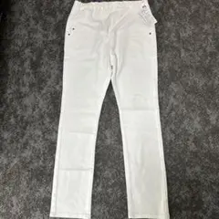 ホワイトスリムフィットマタニティパンツ　マタニティL
